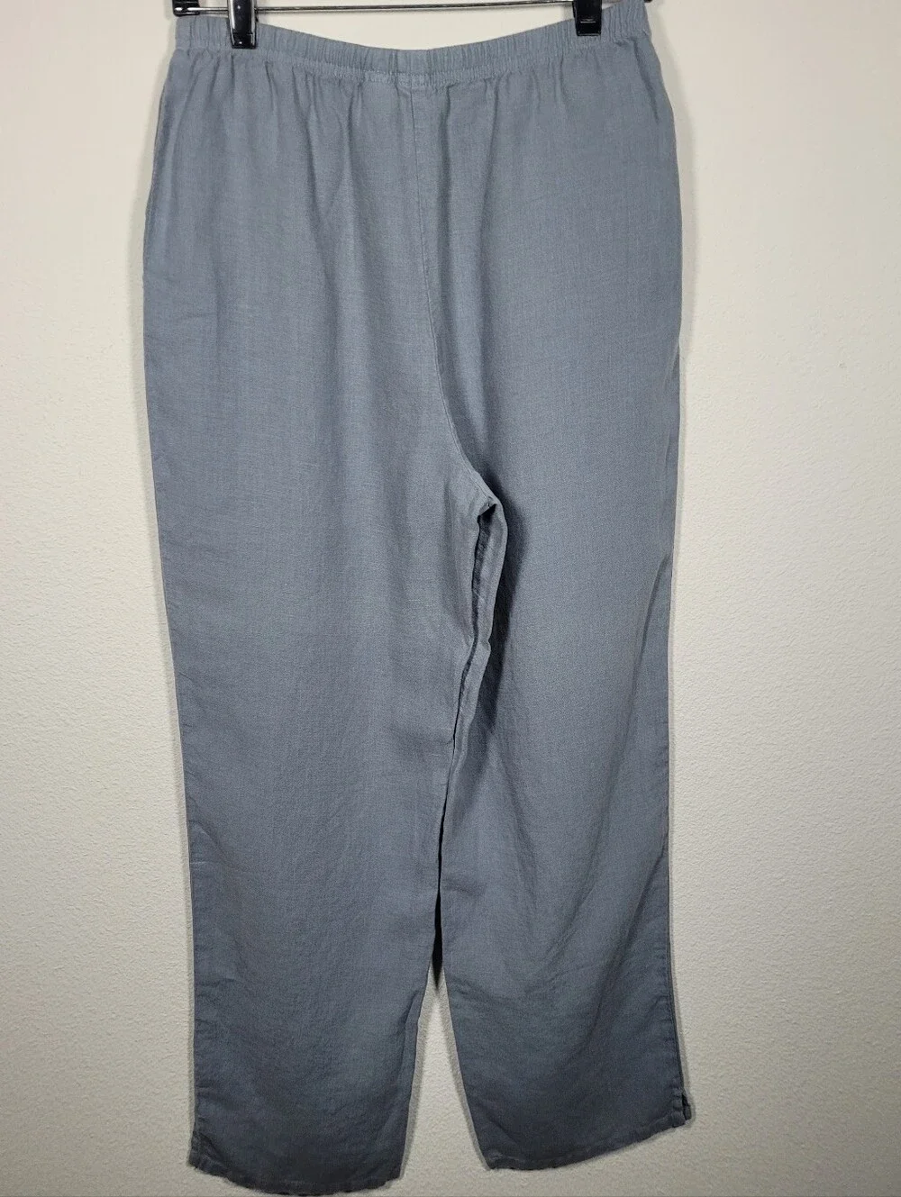 J. Jill 100% Linen 2-Piece Pant Set Blue Button Jacket & Drawstring Pants Small